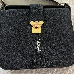 Vintage Black Stingray Shoulder Bag
